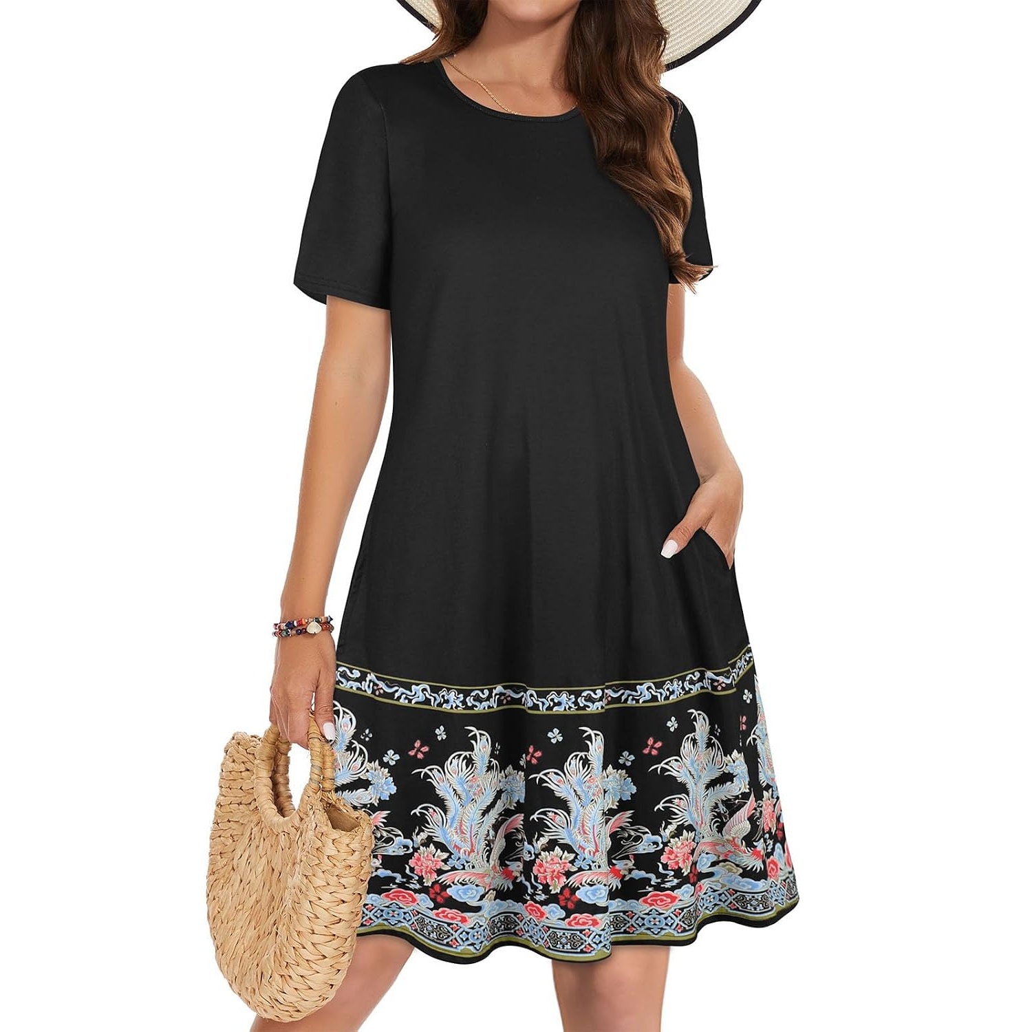 Casual Sundress Short Sleeve Beach Cover Ups For Women