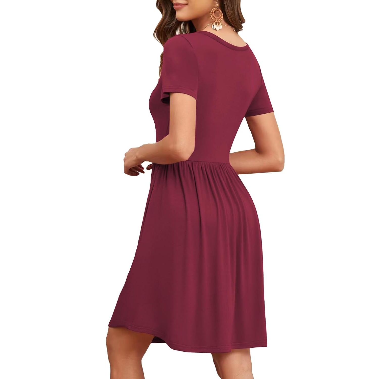 Summer Short Sleeve Loose Fit Dress With Pockets