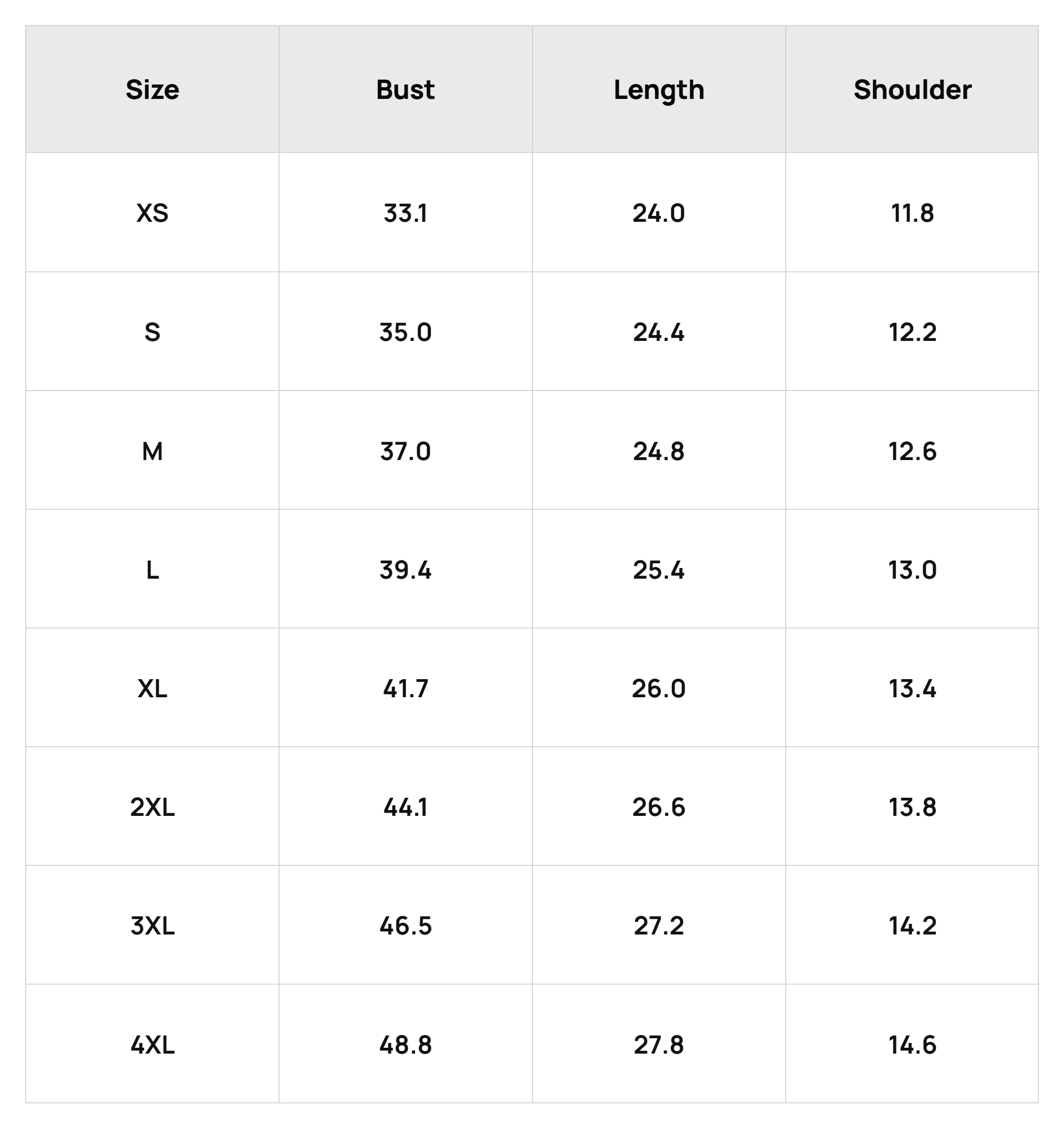 Size Chart