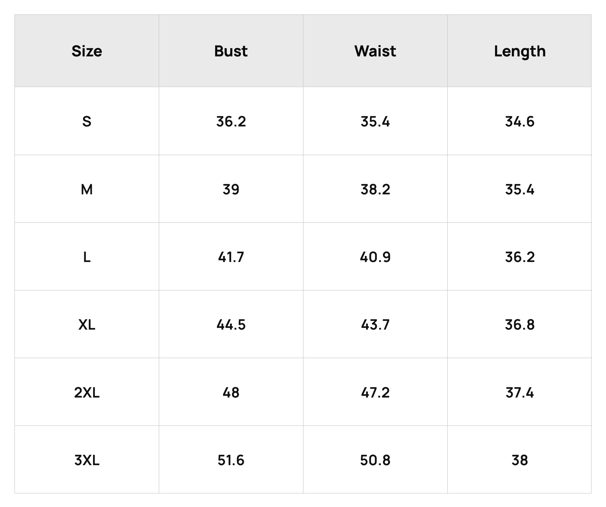 Size Chart