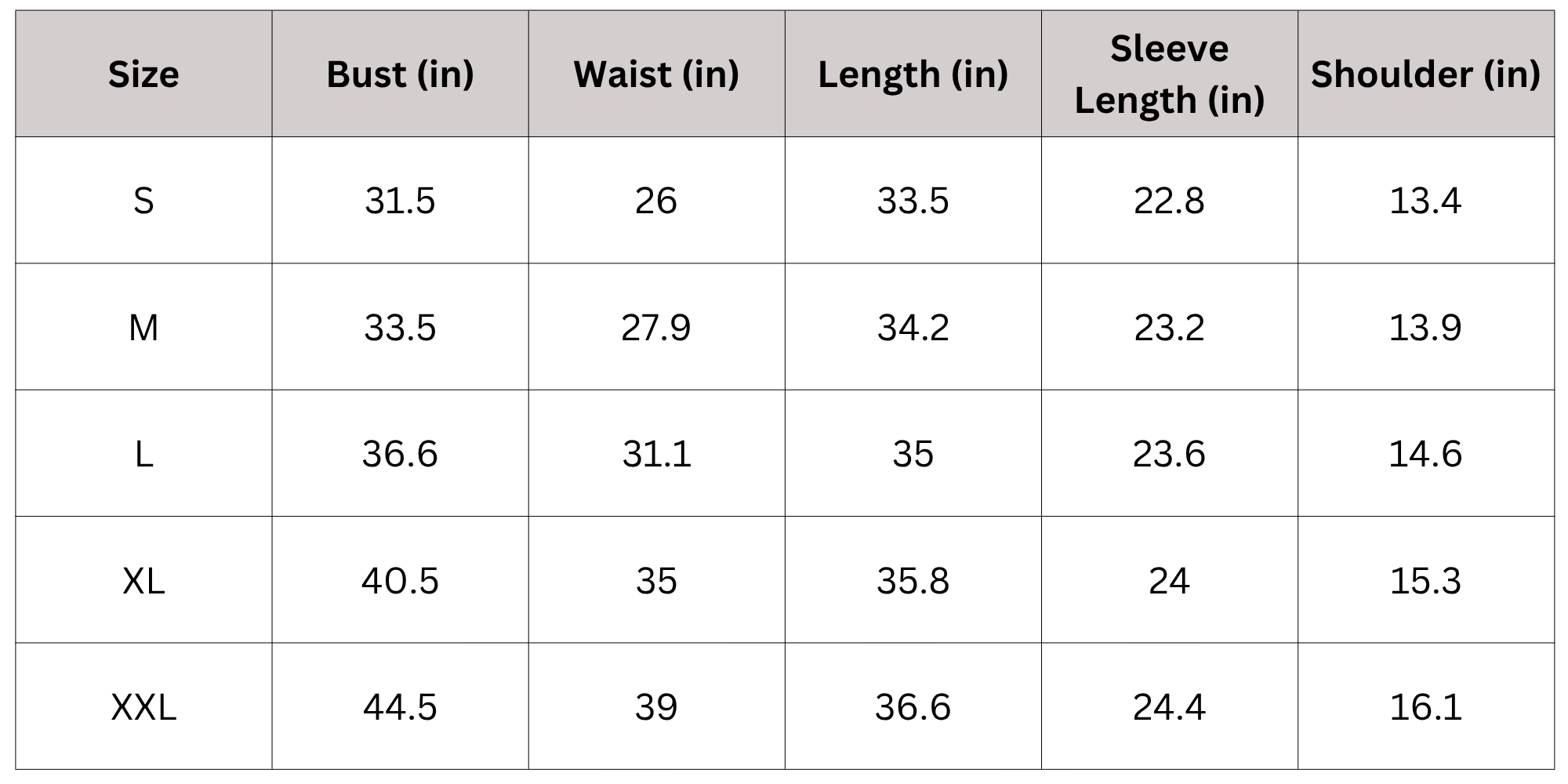 Size Chart