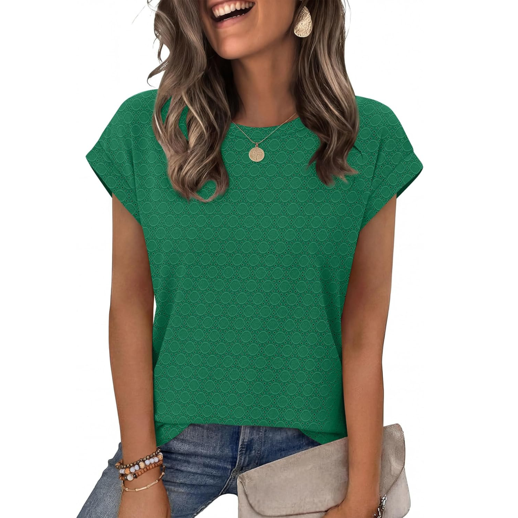 Womens Summer Tops Short Sleeve Shirts Crew Neck Tshirt Cute Trendy Tunic Blouses