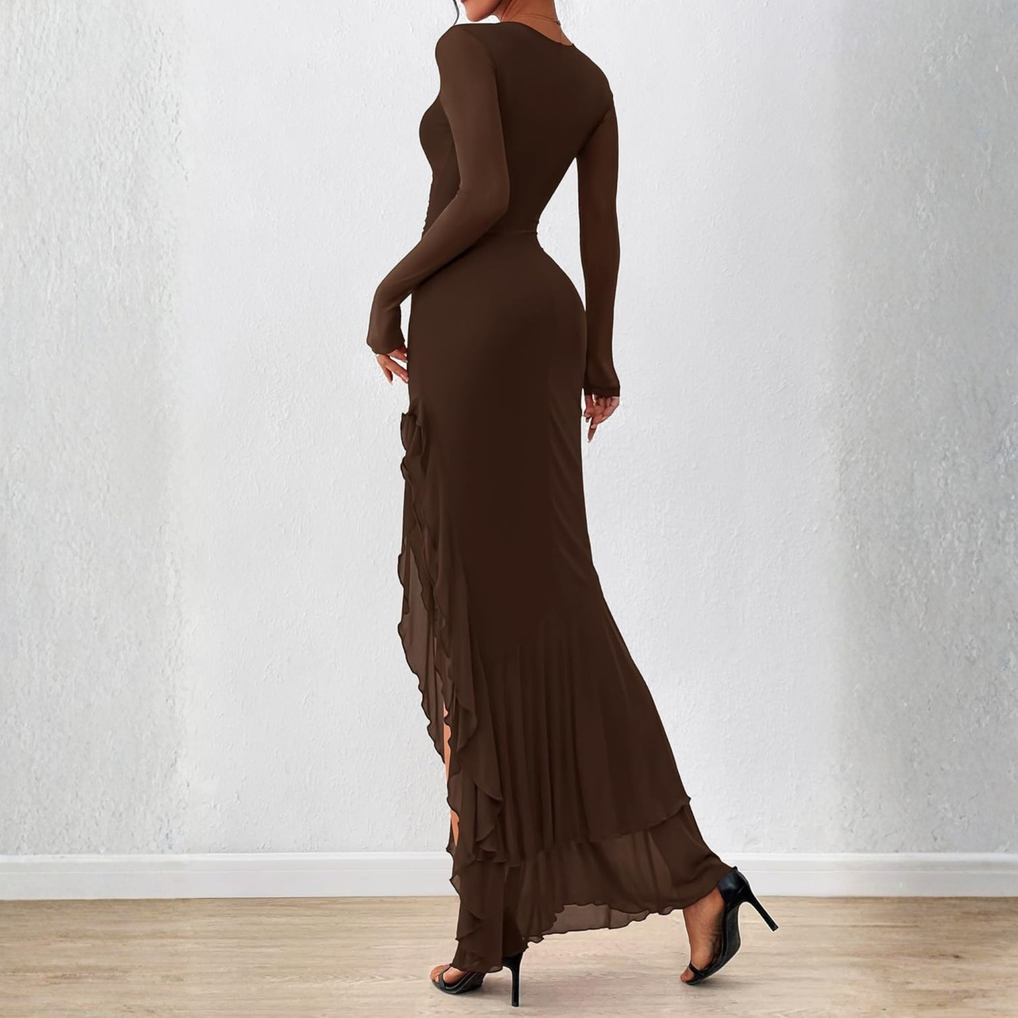 Long Sleeve Ruched Mermaid Maxi Dress for Women