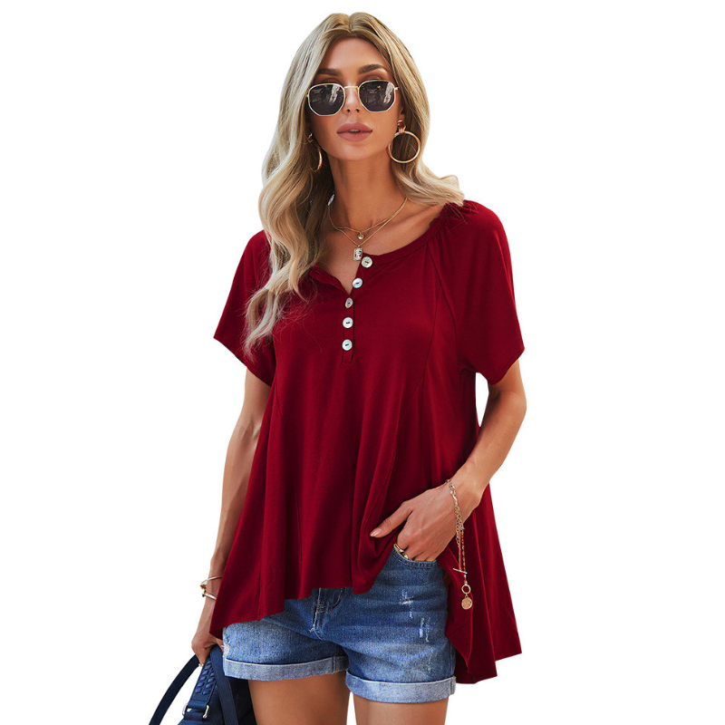 Flounce Bottom Round Neck Blouse-My Comfy Blouse