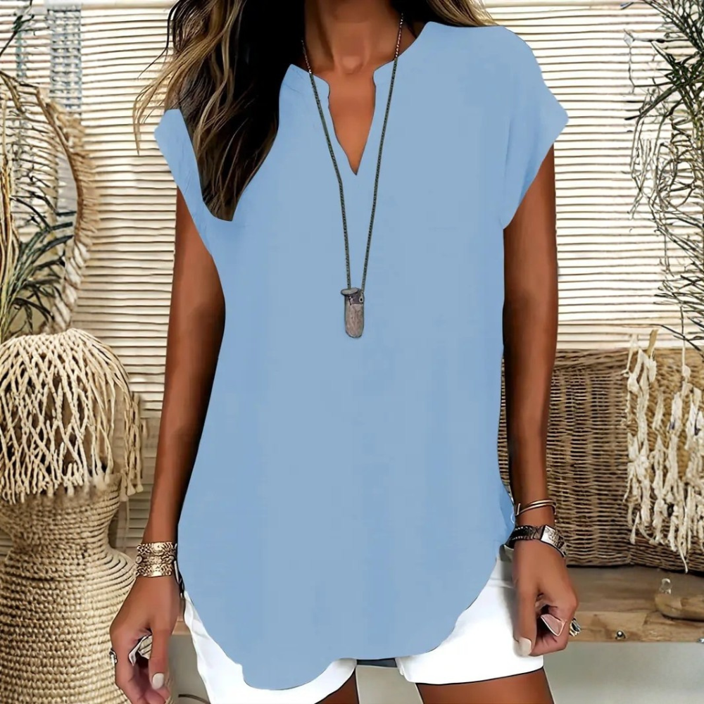 Casual Plain Notched Fitted Blouse Top For Women