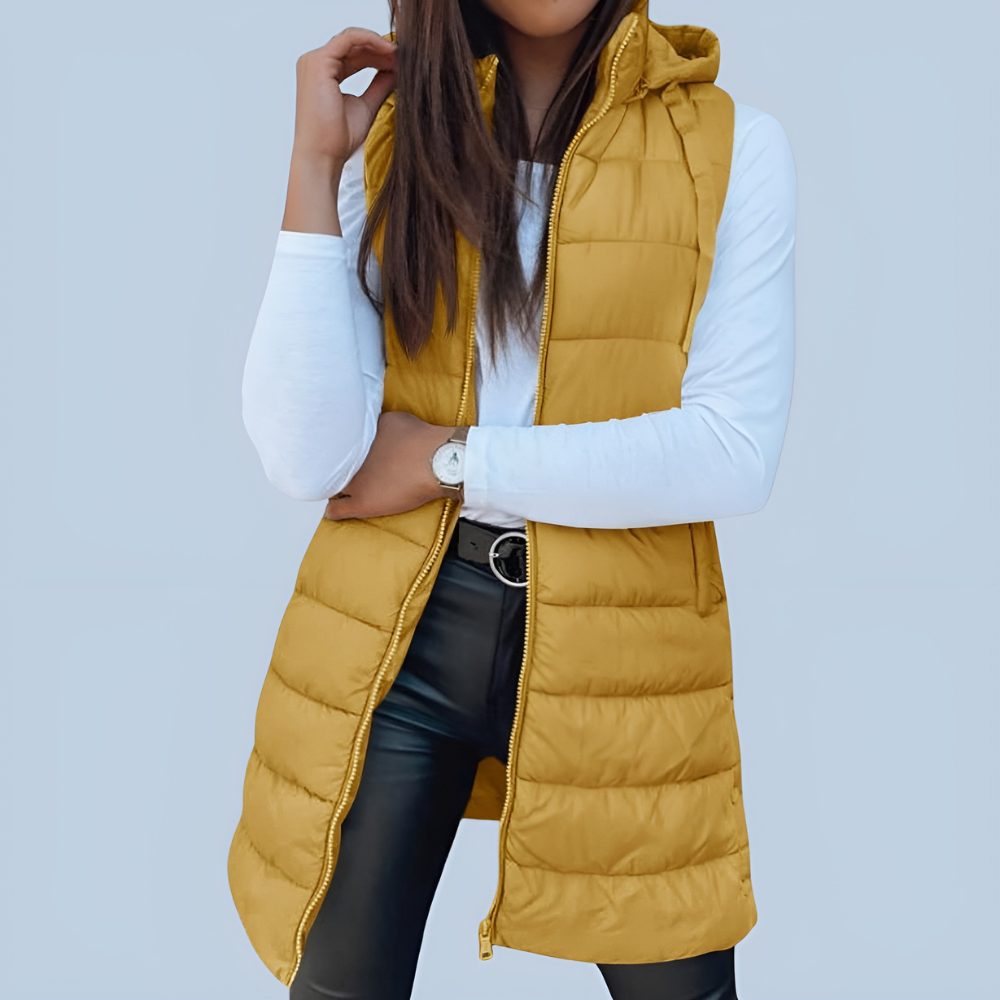 Women Long Hooded Puffer Vest