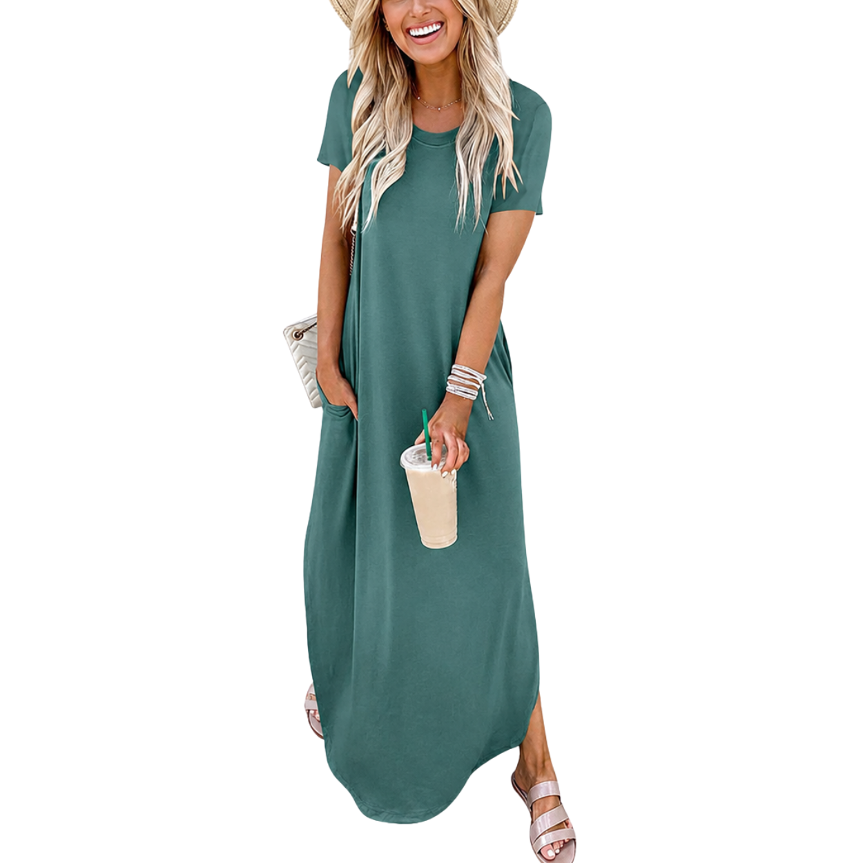 Casual Maxi Short Sleeve Sundress Dress For Women