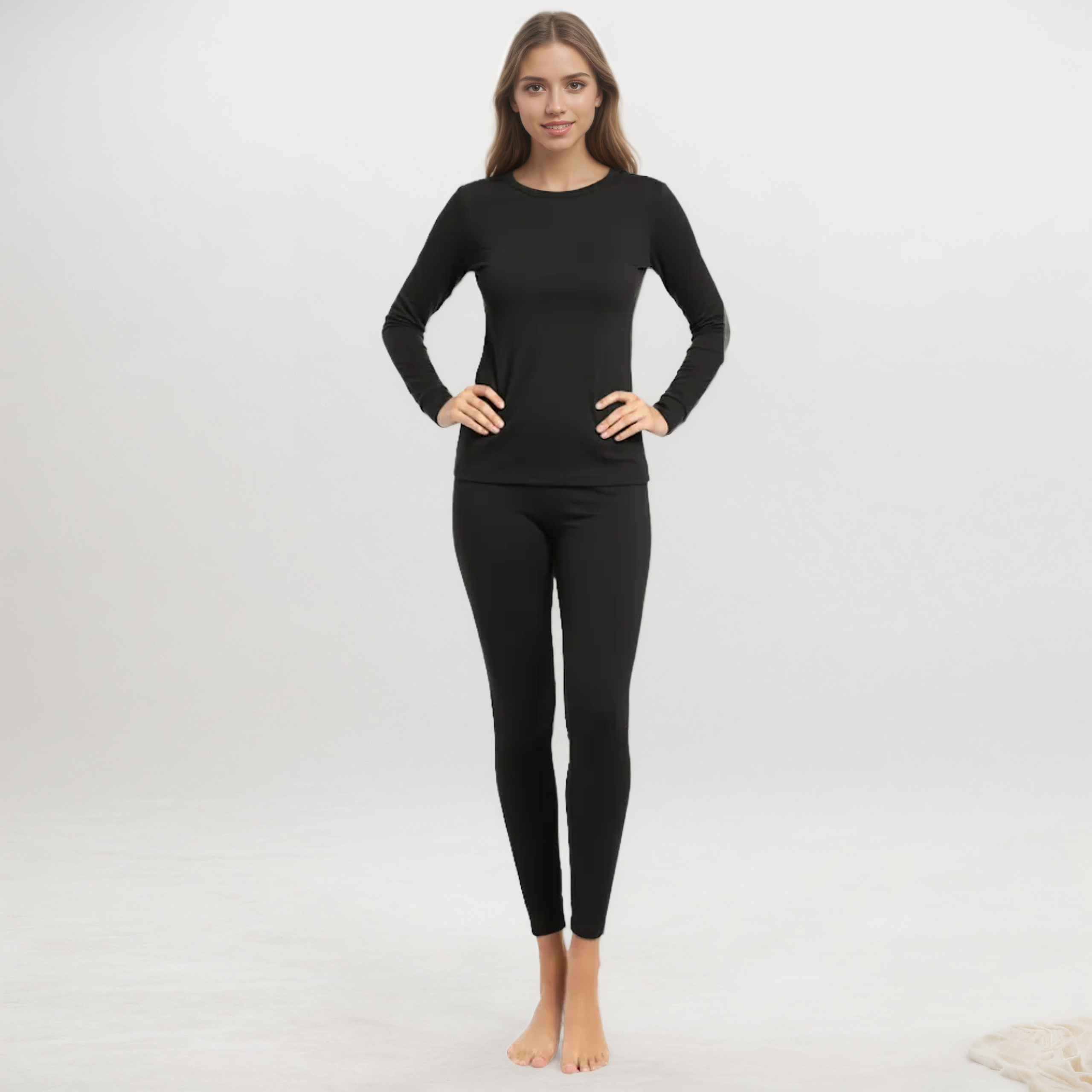Women Fleece Lined Thermal Underwear Set Stretch Long Johns-My Comfy Blouse