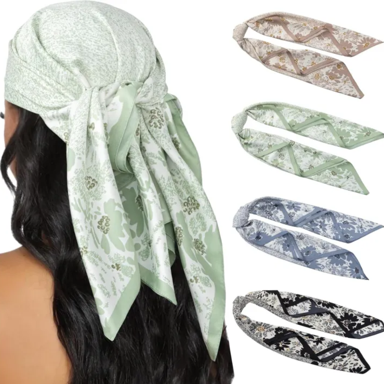 4 Pieces Square Bandana Hair Wraps For Women