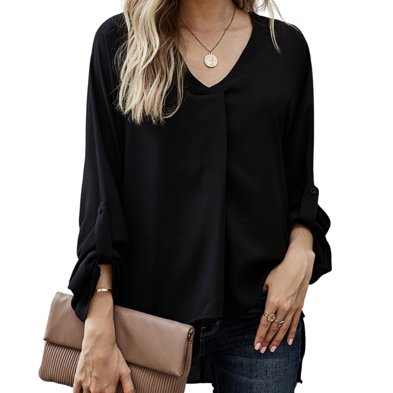 Long Sleeves V Neck Semi Formal Shirt-My Comfy Blouse