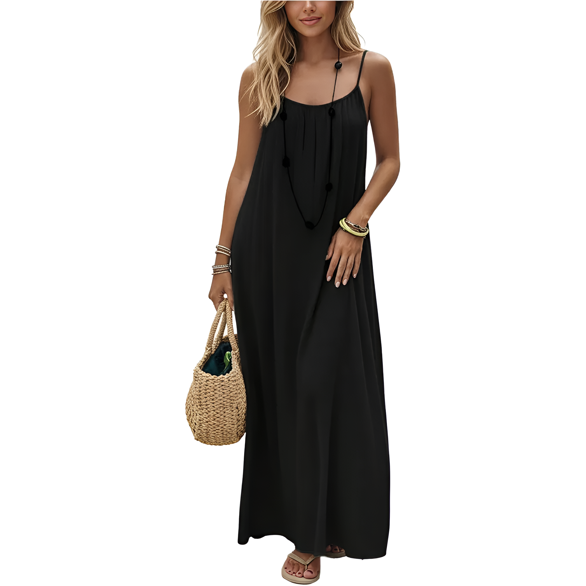 Loose Flowy Spaghetti Strap Beach Maxi Dress For Women