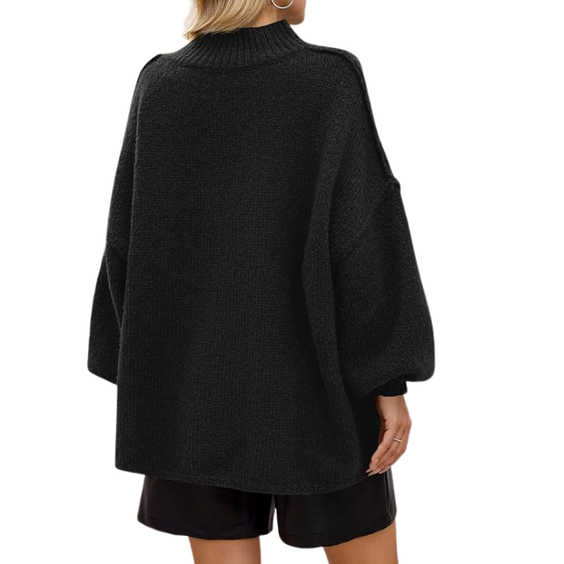 Womens Oversized Sweaters Mock Neck Batwing Long Sleeve