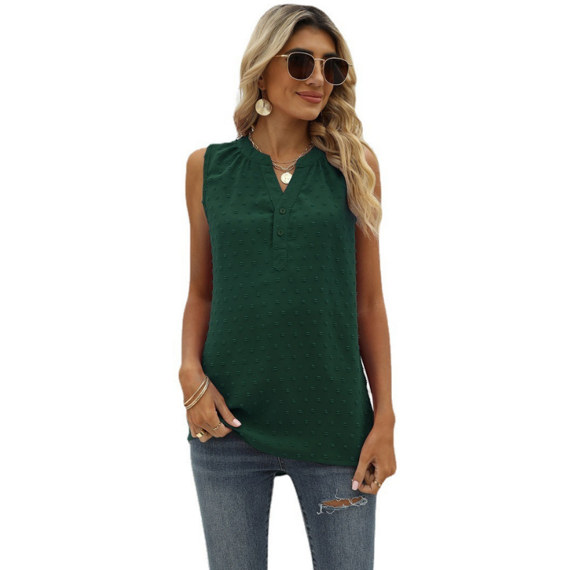 V Neck sleeveless Textured Blouse-My Comfy Blouse
