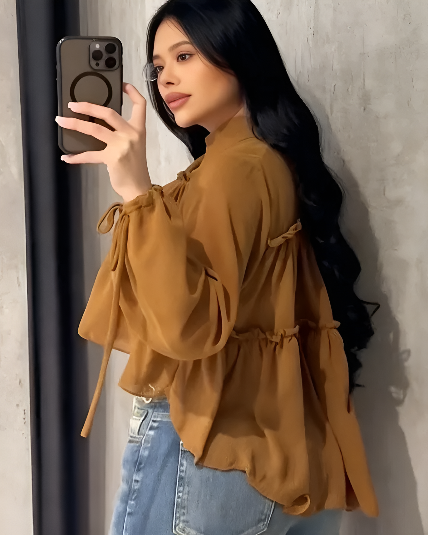 Ruffle Long Sleeve Shirt For Women-My Comfy Blouse