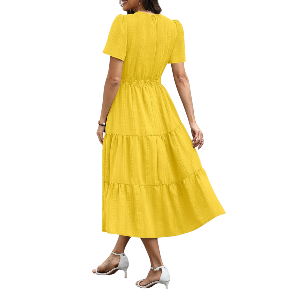 Casual And Short Sleeve V Neck Midi Maxi For Women