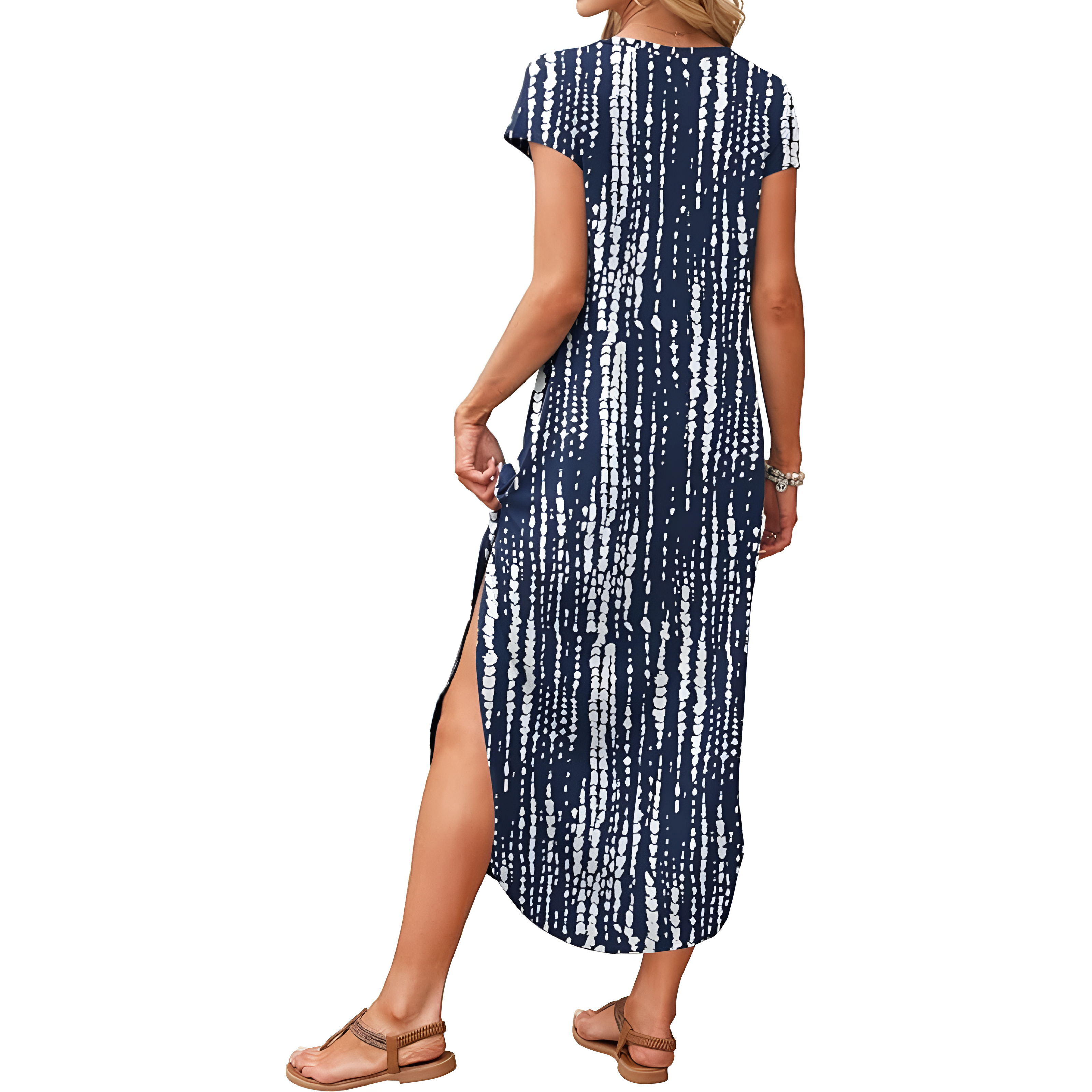 Summer And Casual V Neck Cap Sleeve Maxi For Women