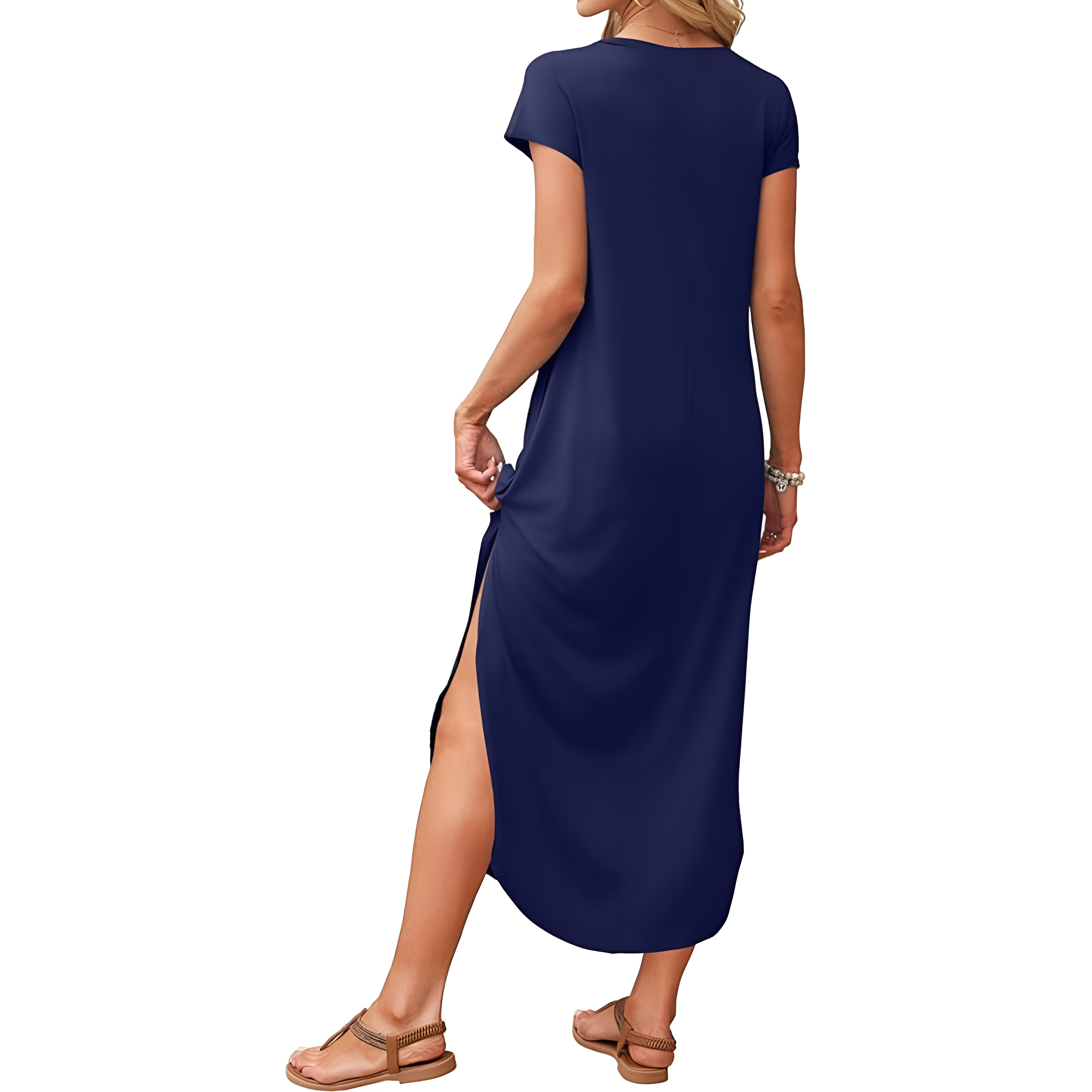 Summer And Casual V Neck Cap Sleeve Maxi For Women