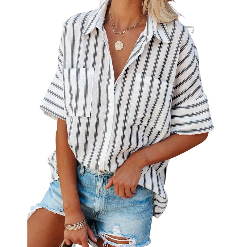 Semi-Formal Shadow Stripes Shirt-My Comfy Blouse