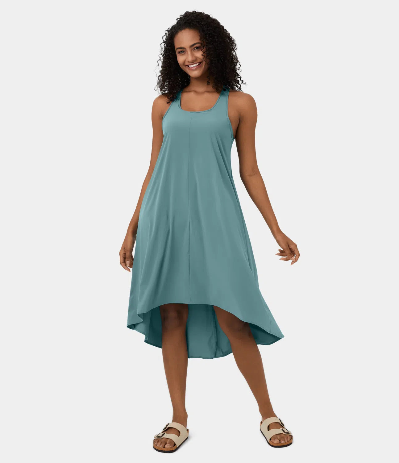 Midi Casual Dress With Backless Racerback And Side Pocket-My Comfy BlouseMidi Casual Dress With Backless Racerback And Side Pocket - Image 5