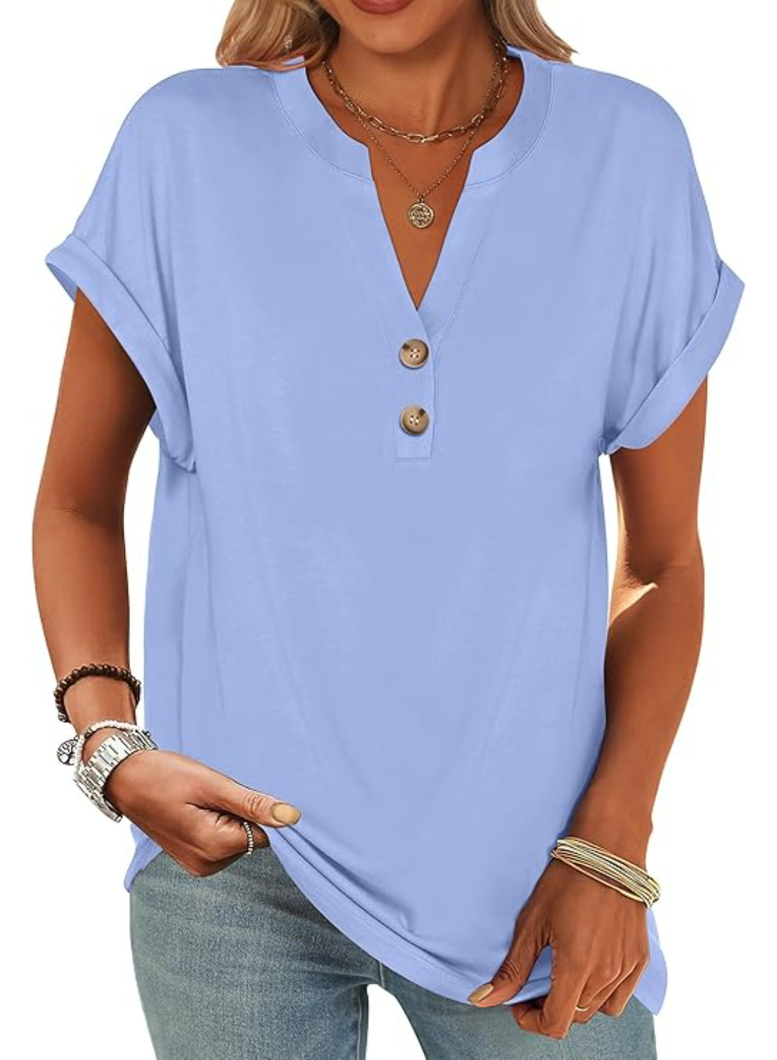Casual Short Sleeve Loose Fit Tops For Women-My Comfy Blouse