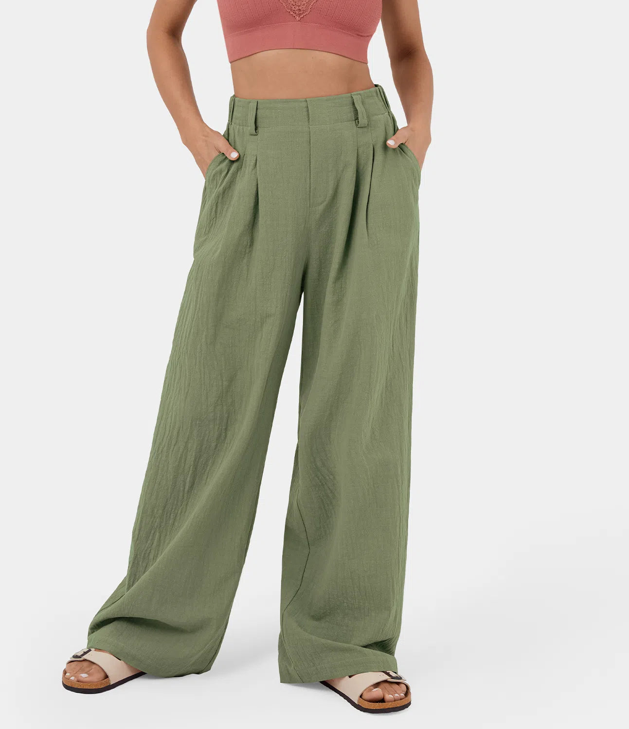 Flowy Solid Palazzo Pants With Side Pockets-My Comfy Blouse