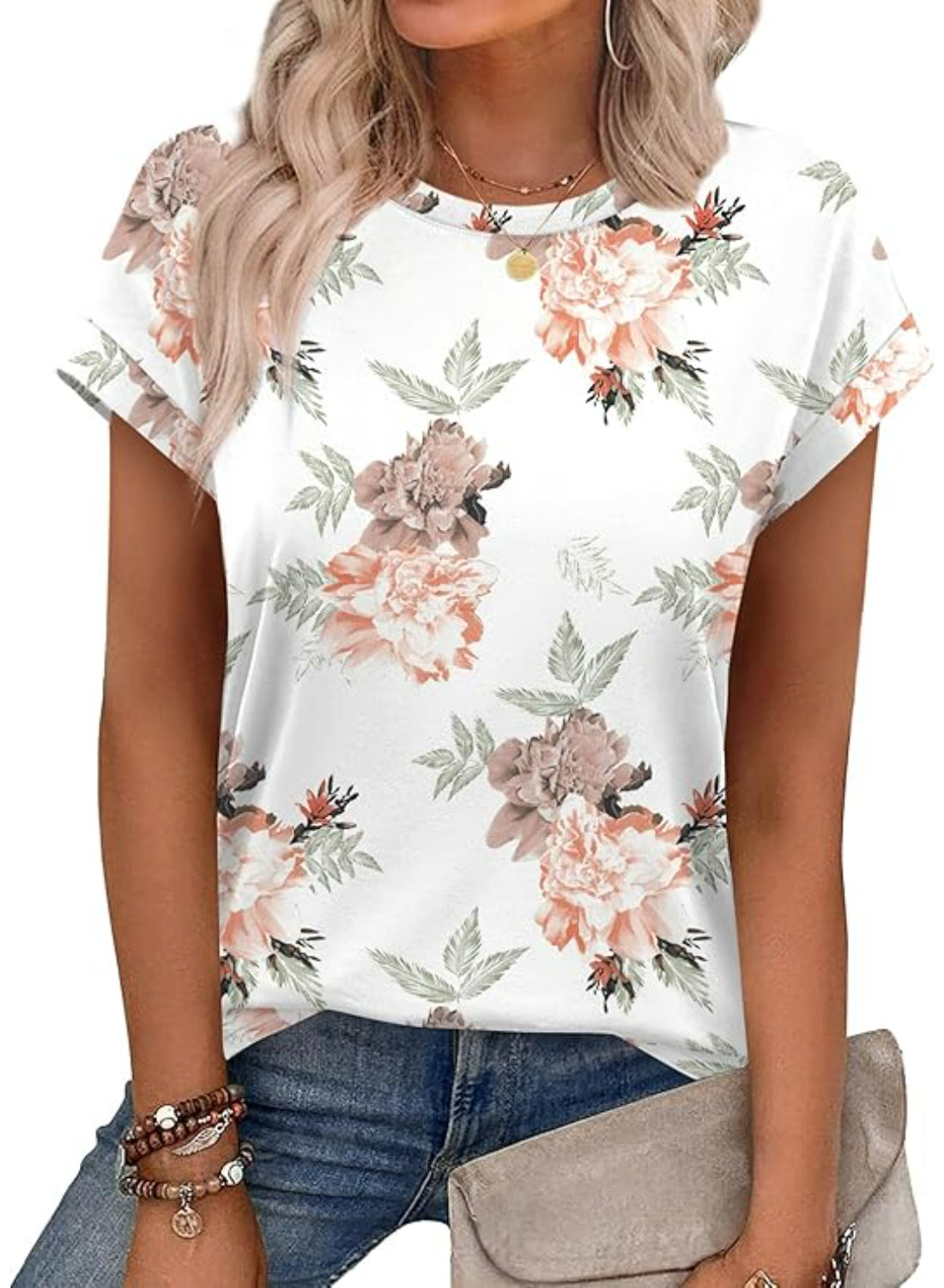 Short Sleeve Summer Top With Floral Design-My Comfy Blouse