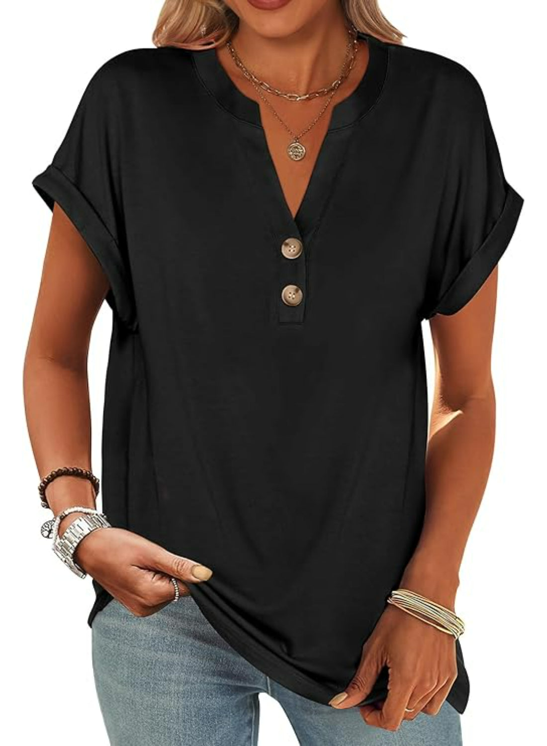 Casual Short Sleeve Loose Fit Tops For Women-My Comfy Blouse