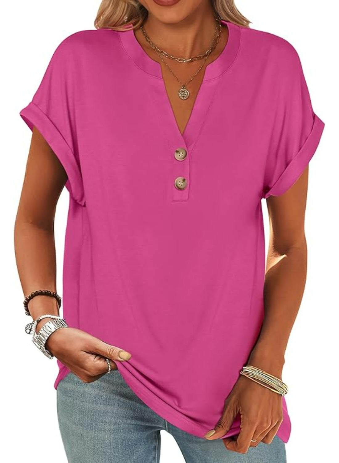 Casual Short Sleeve Loose Fit Tops For Women-My Comfy Blouse
