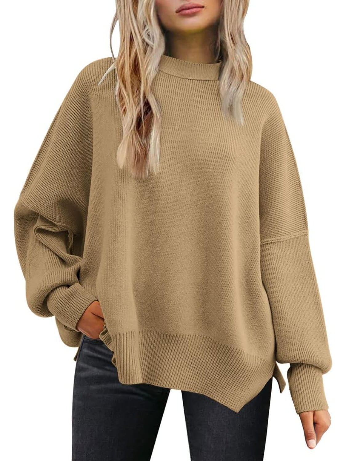 Ribbed Knit Batwing Sweater For Woman-My Comfy Blouse