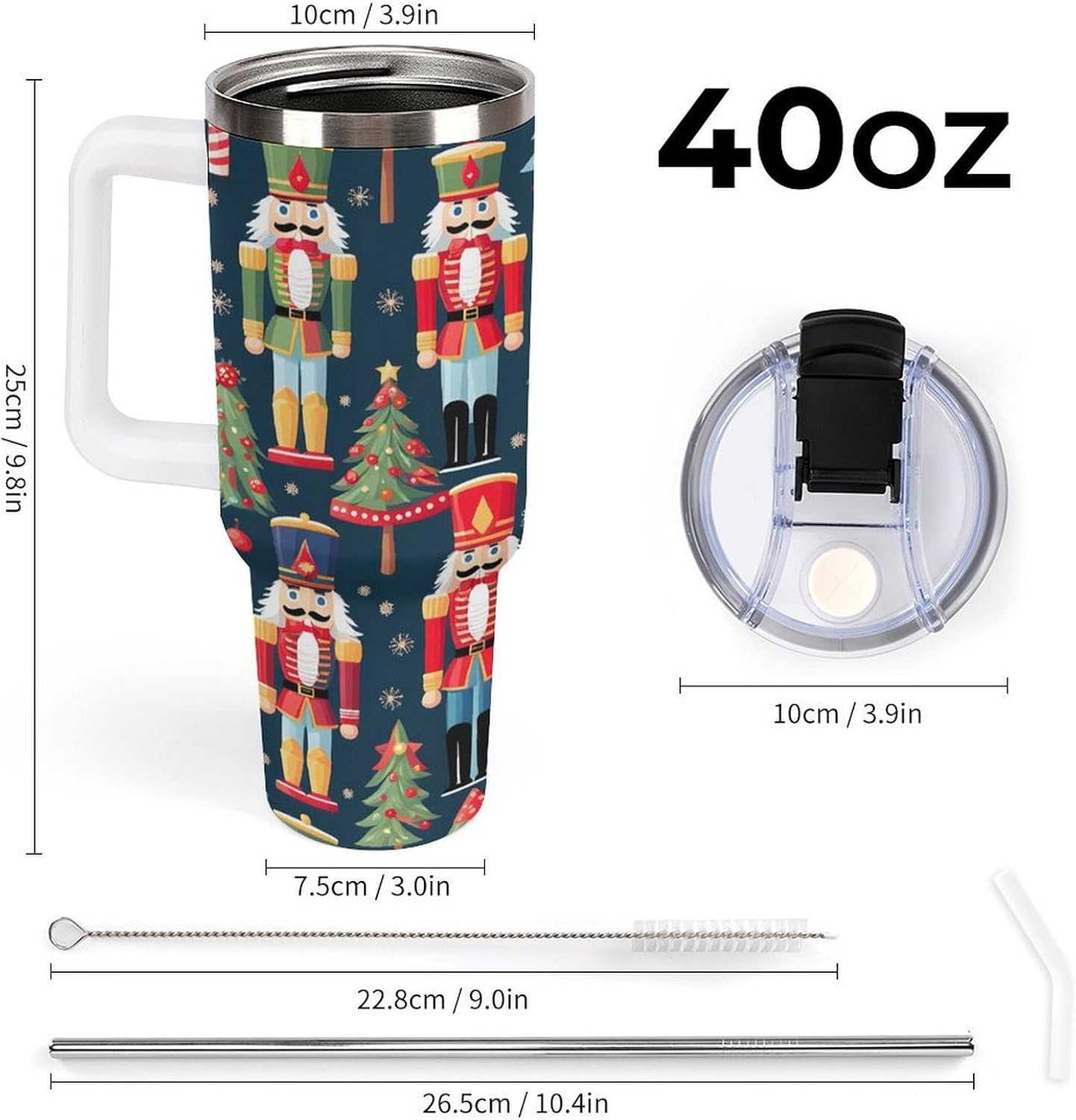 40 oz Christmas Nutcracker Tree Stainless Steel Insulated Travel Tumbler