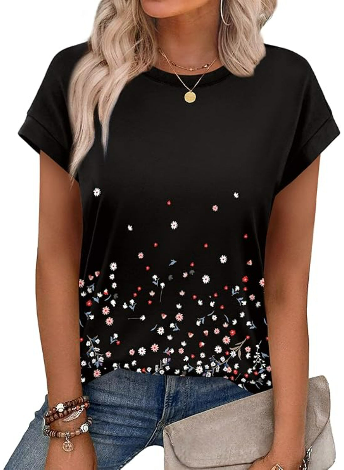 Short Sleeve Summer Top With Floral Design-My Comfy Blouse