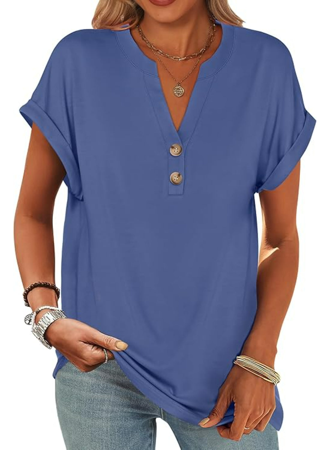 Casual Short Sleeve Loose Fit Tops For Women-My Comfy Blouse