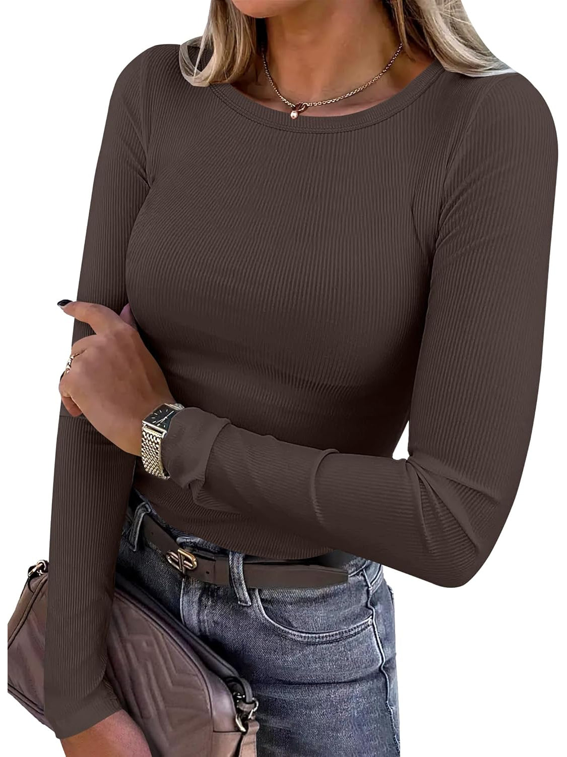 Ribbed Long Sleeve Slim Fit Top-My Comfy Blouse