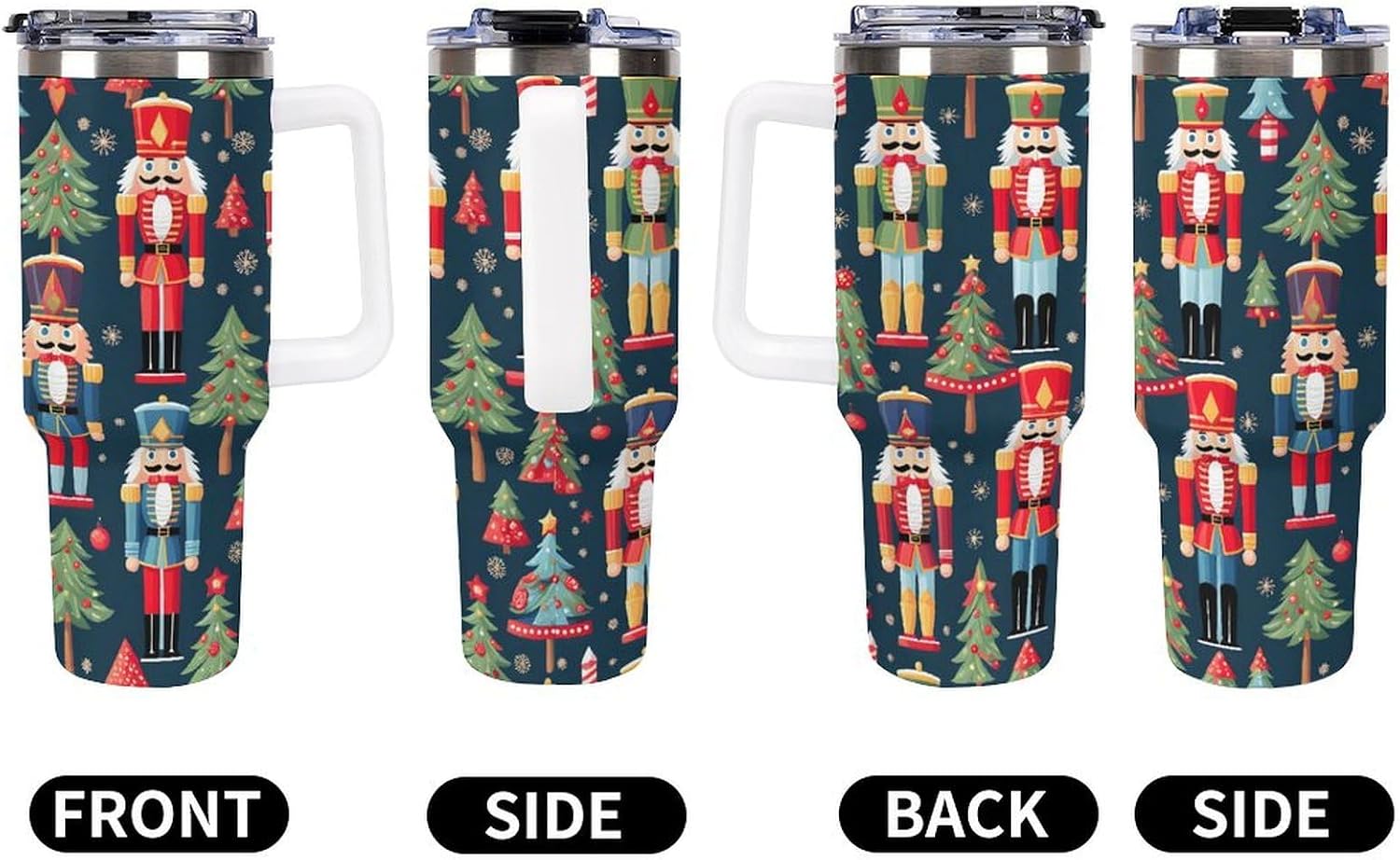 40 oz Christmas Nutcracker Tree Stainless Steel Insulated Travel Tumbler