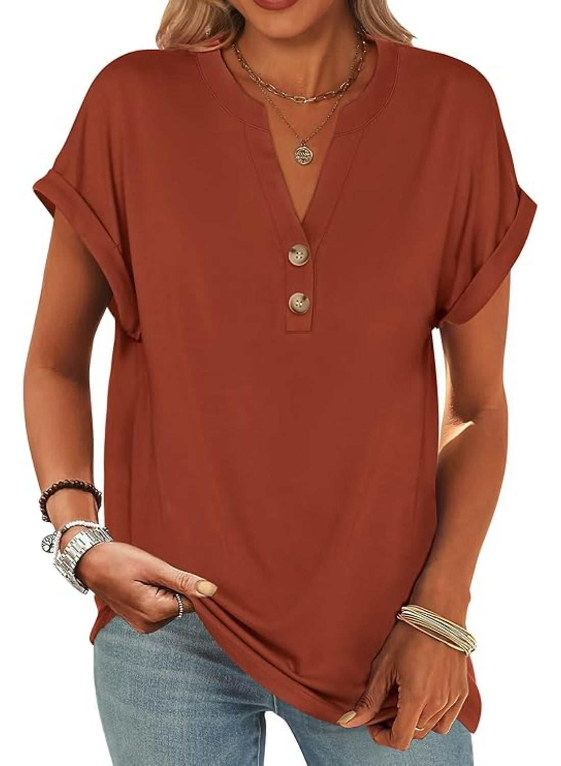 Casual Short Sleeve Loose Fit Tops For Women-My Comfy Blouse