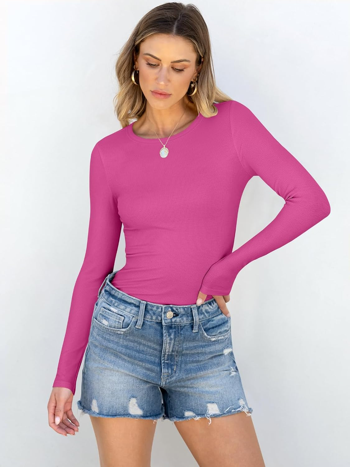 Ribbed Long Sleeve Slim Fit Top-My Comfy Blouse