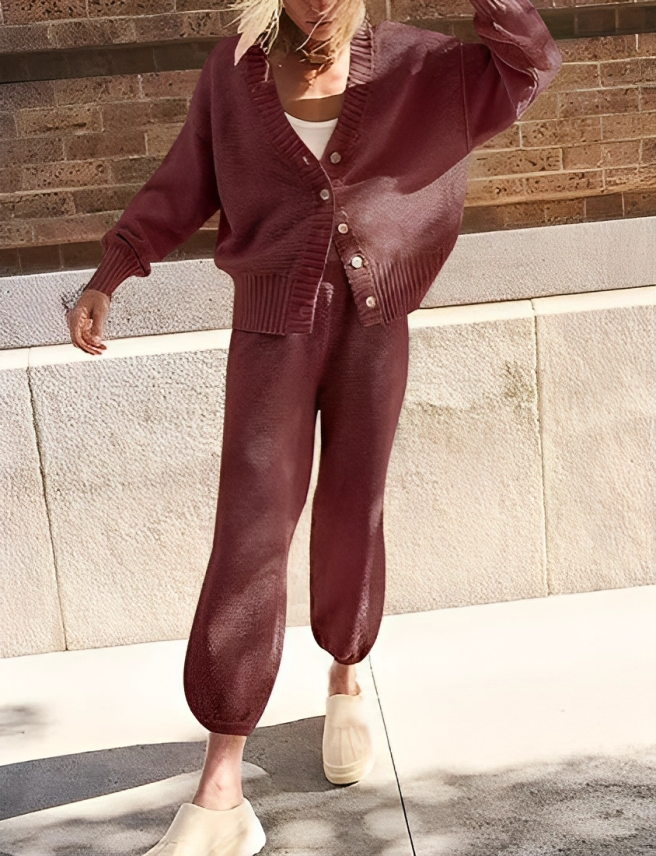 Soft And Comfy Ribbed Knit Cardi Set-My Comfy Blouse