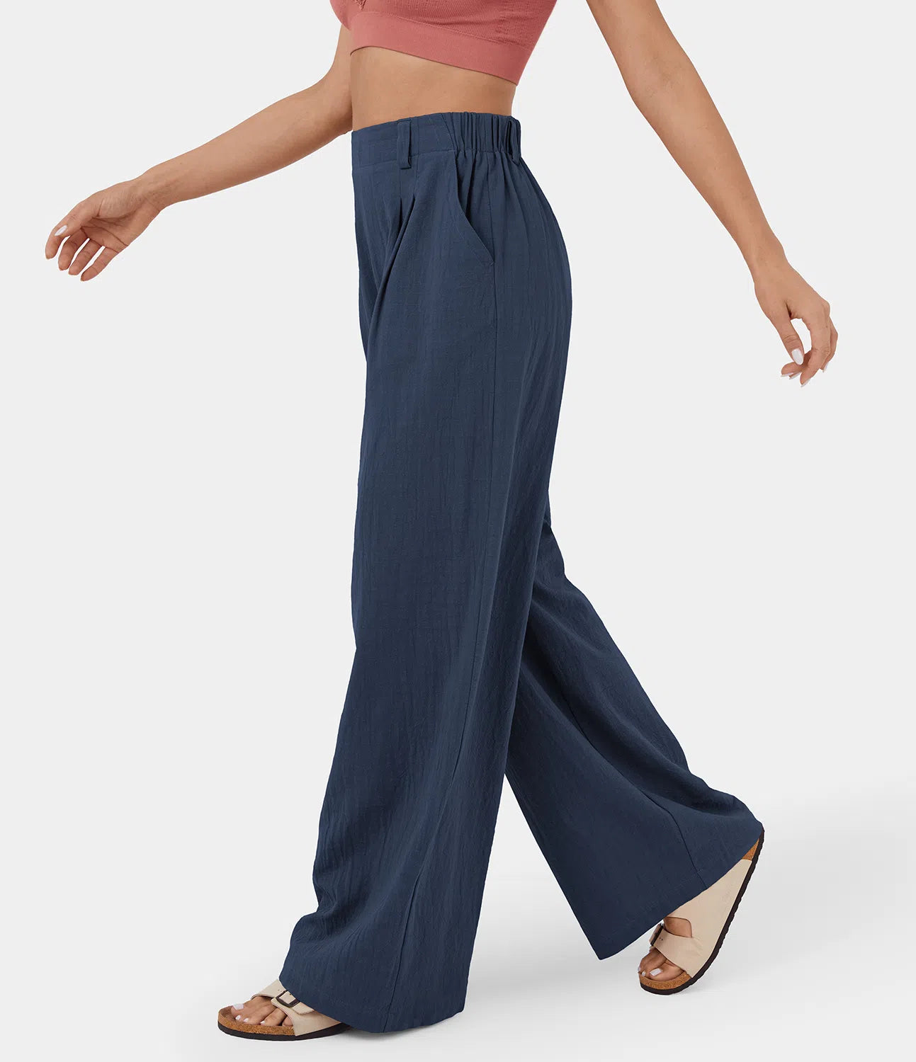 Flowy Solid Palazzo Pants With Side Pockets-My Comfy Blouse
