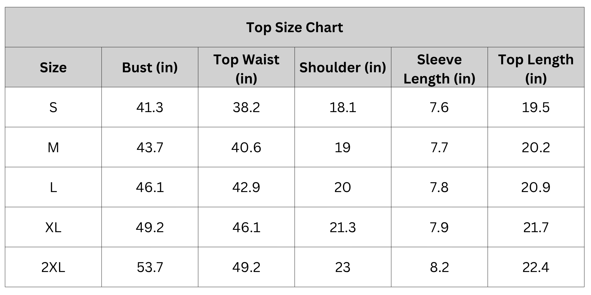 Size Chart