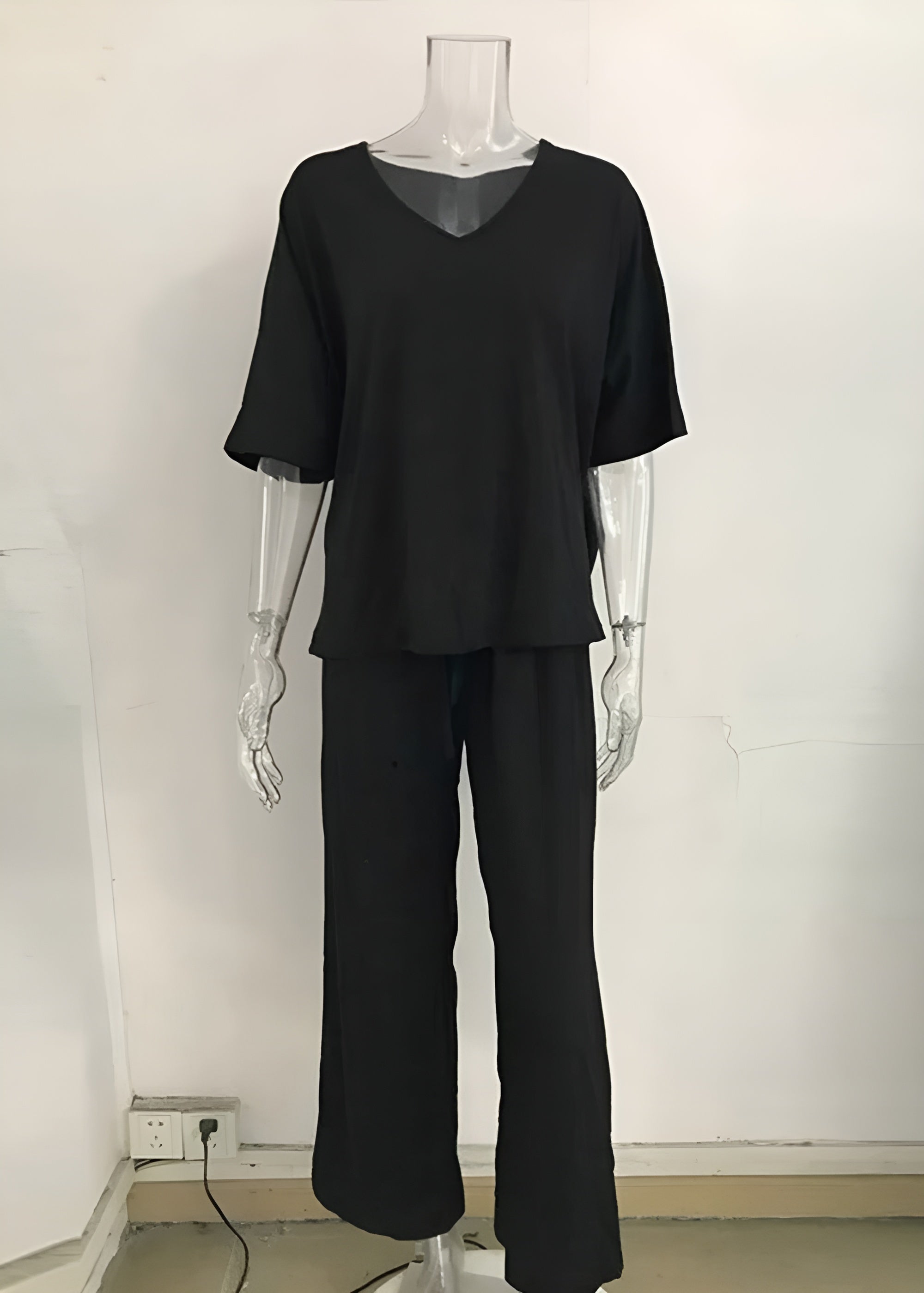 Fashionable Short Sleeve T Shirt And Straight Pant Set-My Comfy Blouse