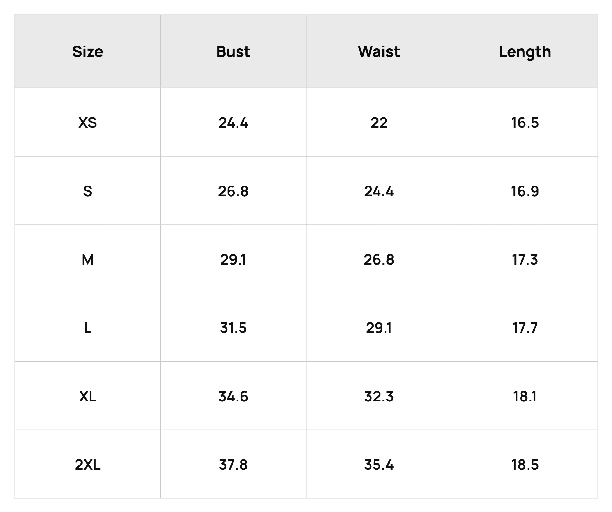 Size Chart
