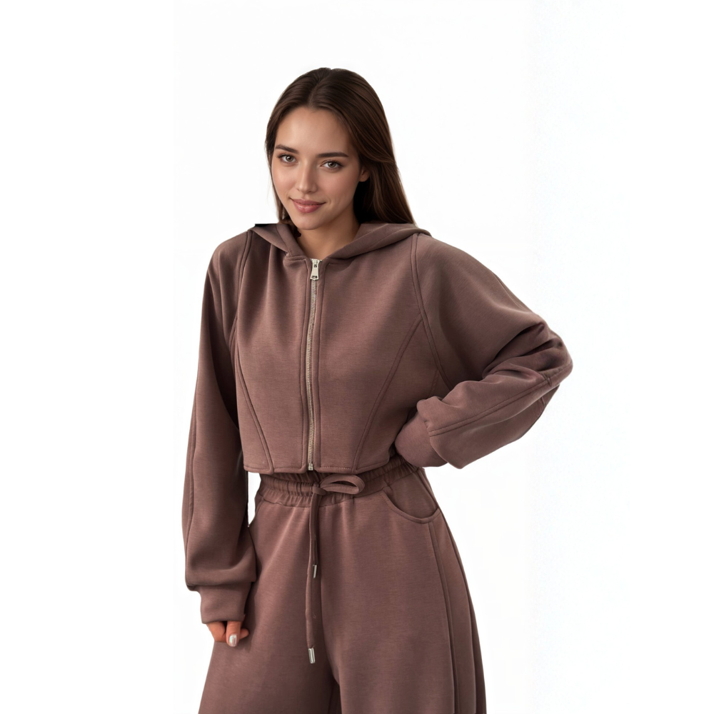 Minimal Zip Hoodie Matching Pant Set-My Comfy Blouse