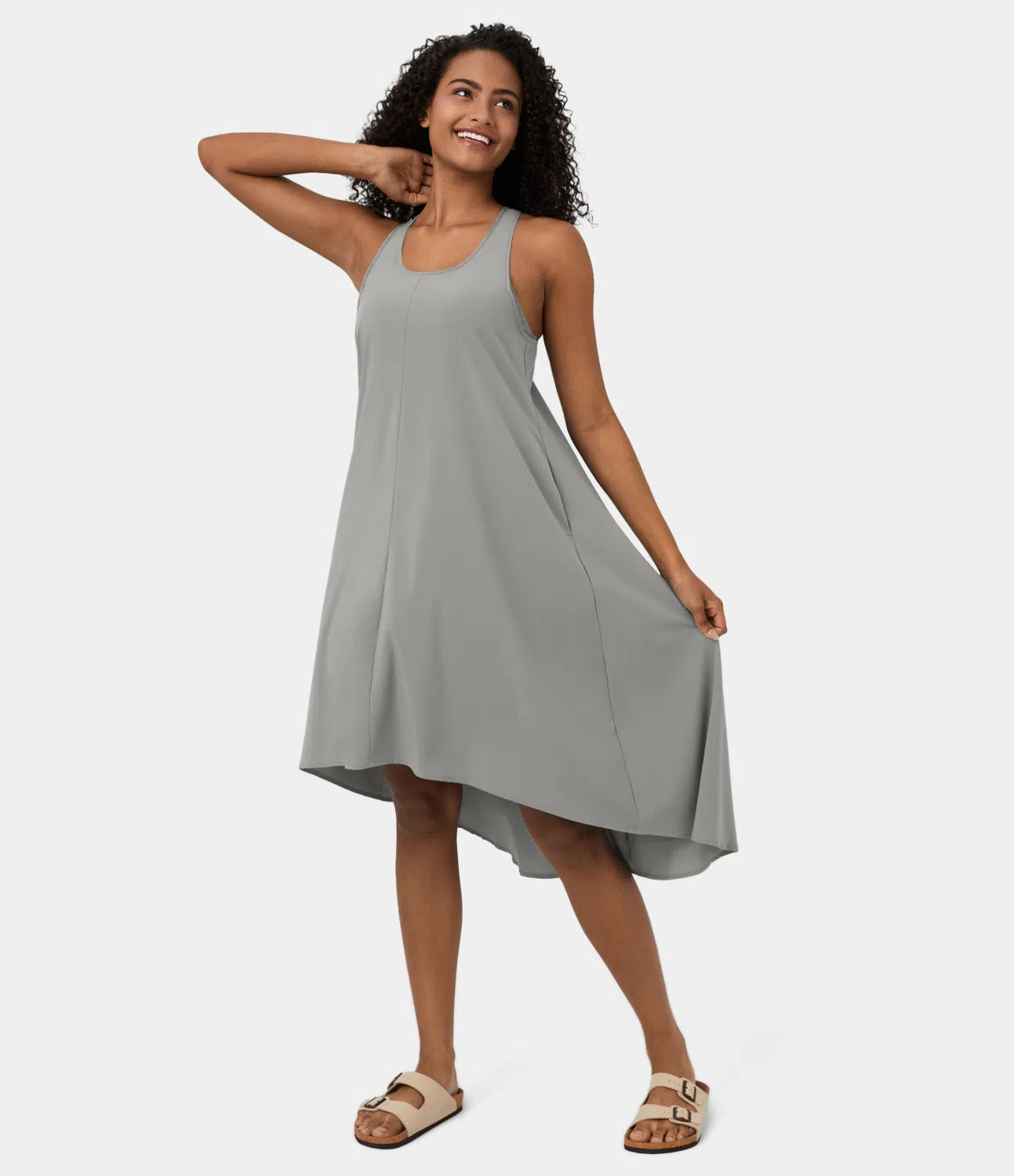 Midi Casual Dress With Backless Racerback And Side Pocket-My Comfy BlouseMidi Casual Dress With Backless Racerback And Side Pocket - Image 38