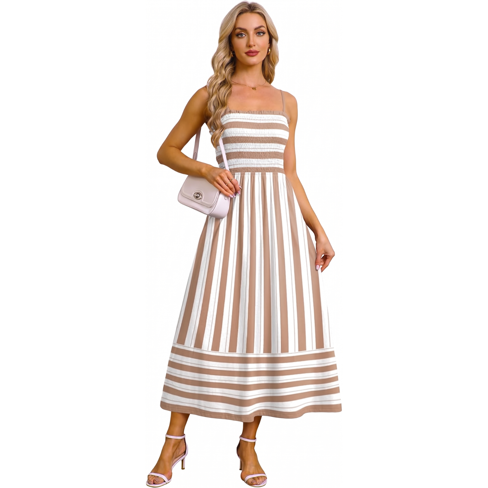 Summer Spring Casual Boho Beach Spaghetti Smocked Maxi For Women