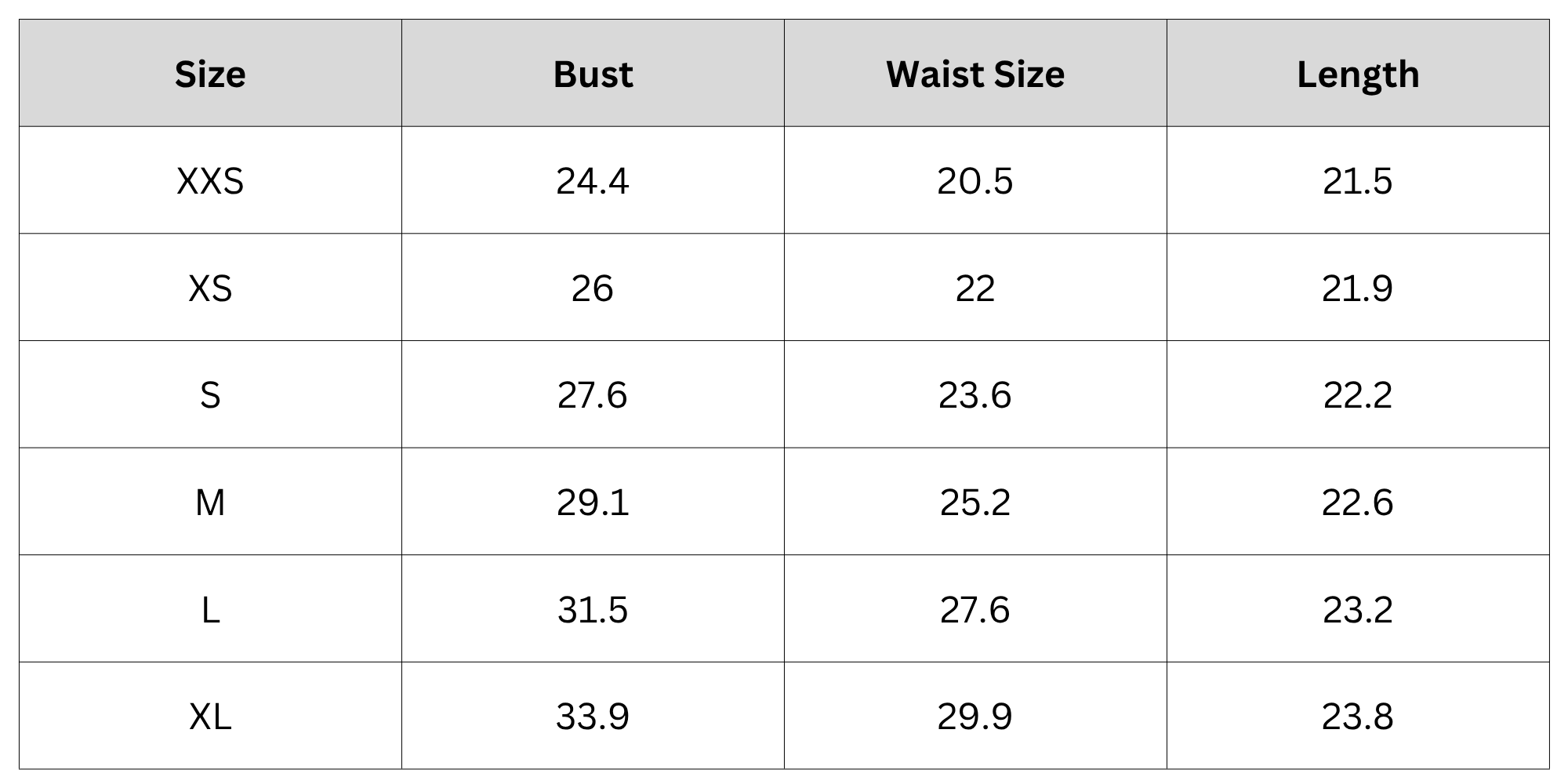 Size Chart