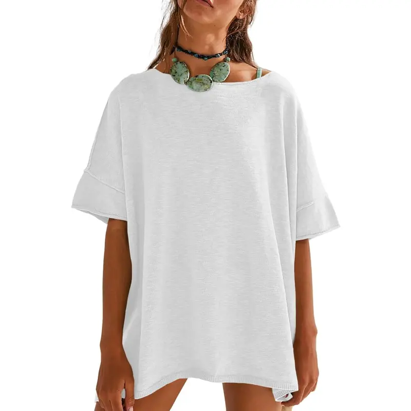 Loose Fit Short Sleeve Oversized Summer Tunic Top