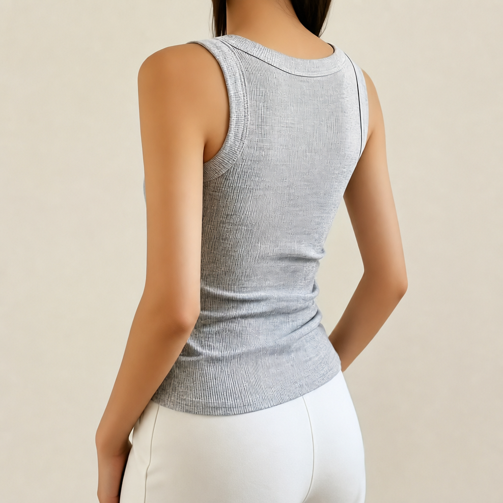Casual Versatile Formal Sleeveless Ribbed Solid Vest For Women