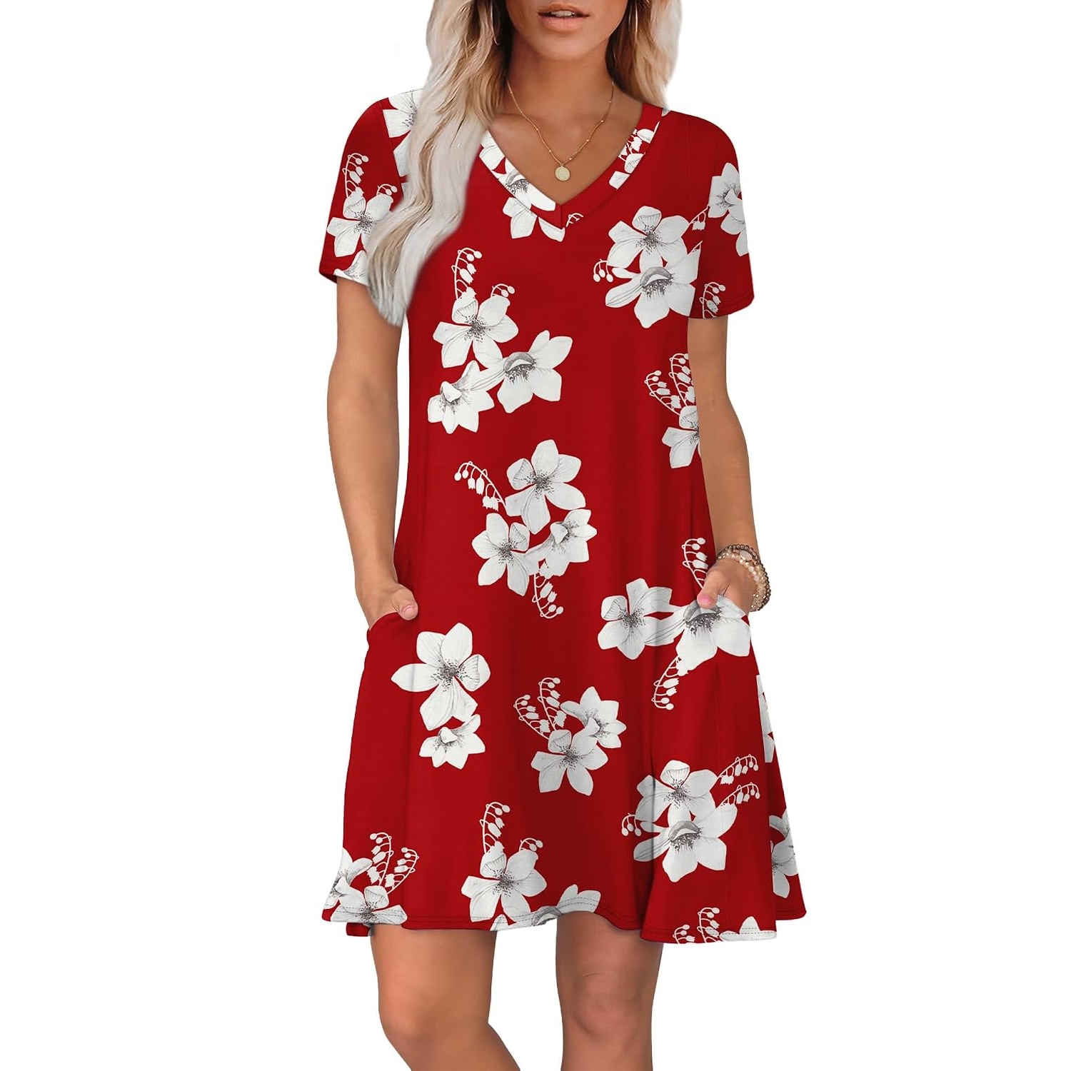 Boho Summer Loose T Shirt Dress With Pockets