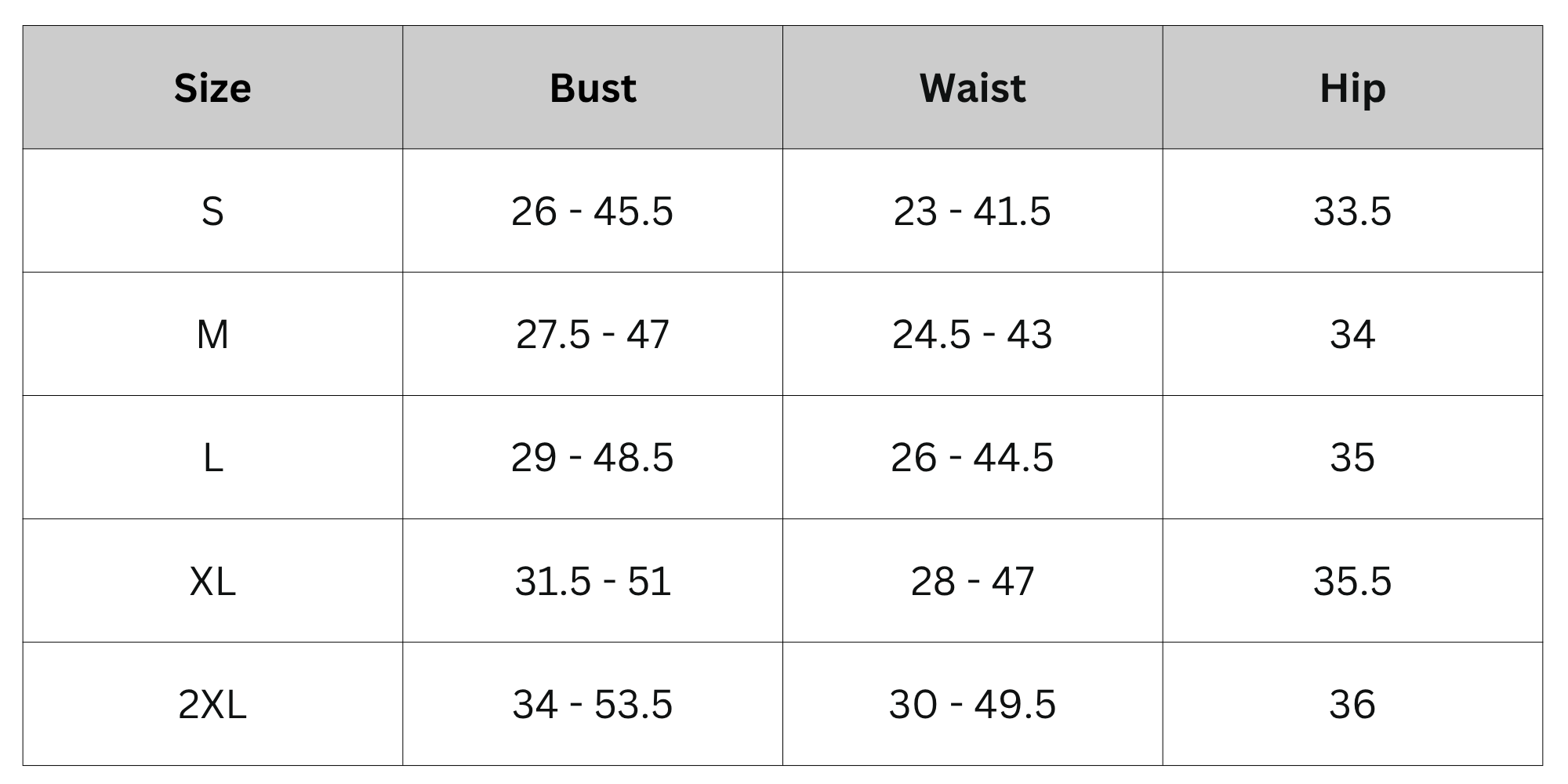 Size Chart