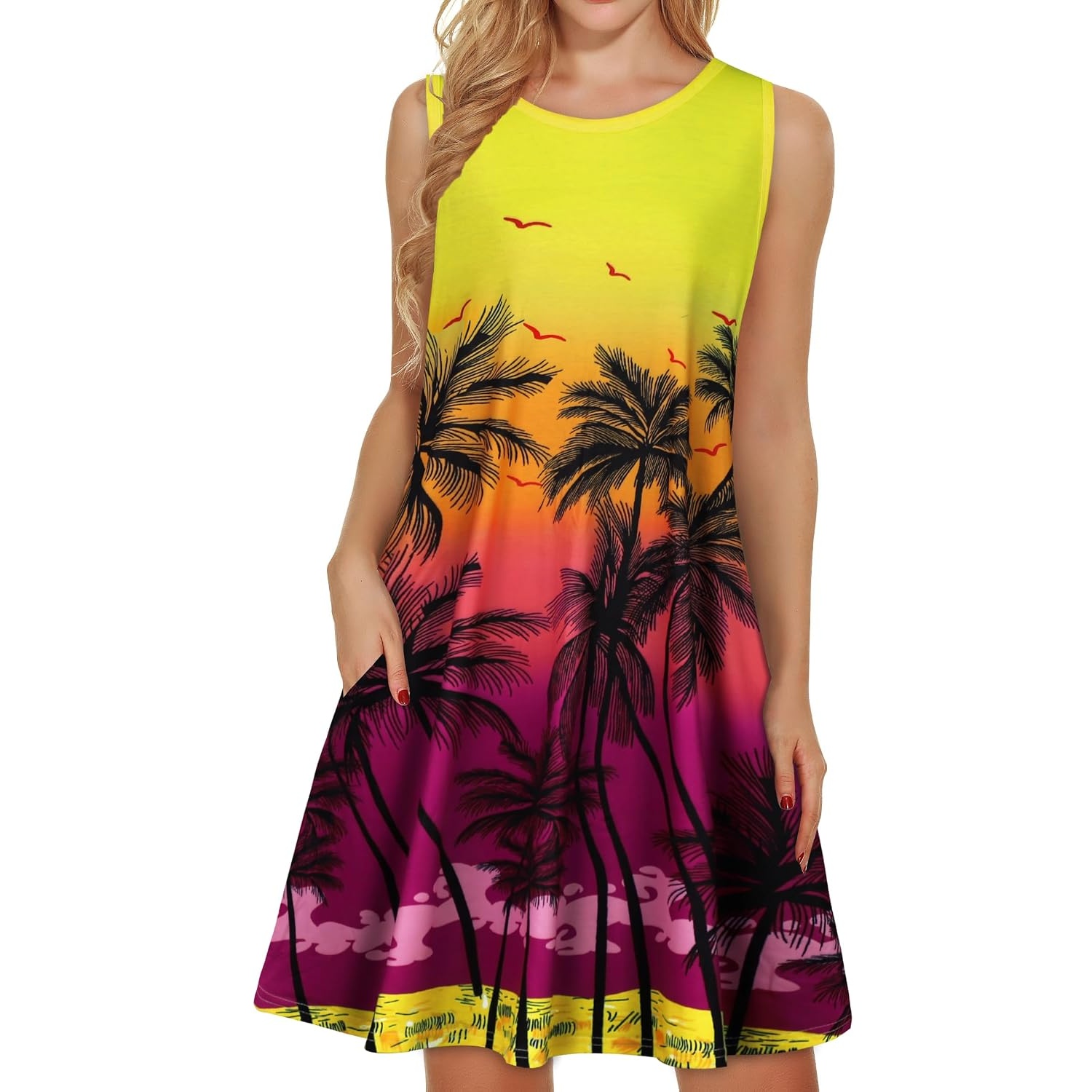 Casual Loose Fit Beach Dress With Pockets For Women